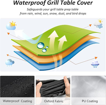 TheElves Patio Table Cover Custom Cover, Custom Size, Round or Rectangular | Waterproof Dustproof Weather Protection Outdoor Table Cover for Prep Table, Side Table, Grill Cart, Bar Cabinet, Dining Table