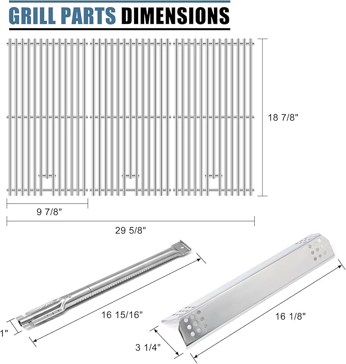 Grill Parts for Kitchenaid 740-0780 720-0745B 720-0745 720-0745A, Grill Grates & Grill Burners & Igniters & Flame Tamer for Kitchenaid 740-0780 4-Burner Built-in Propane Gas Grill