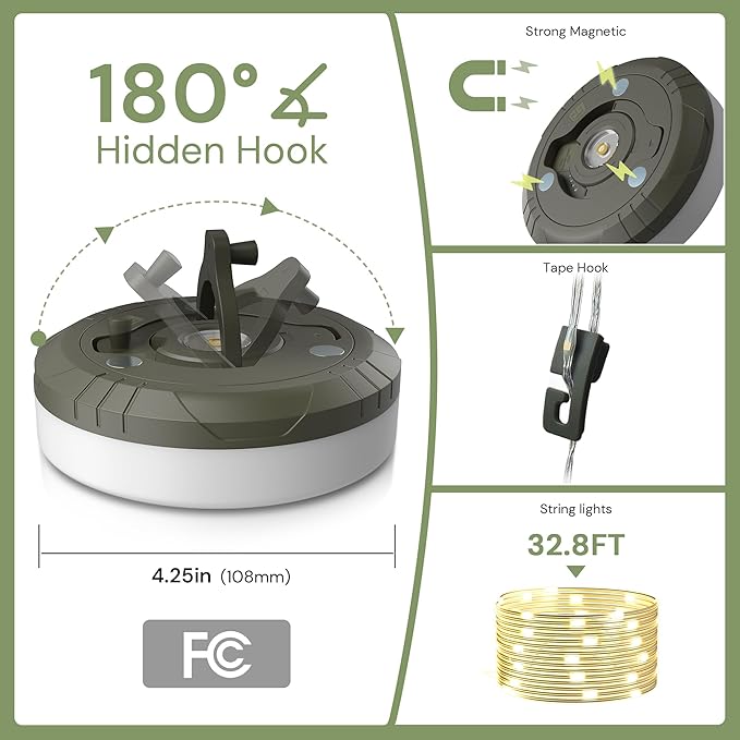 L LOHAS LED Upgraded 2 Packs Camping String Lights, 4 in 1 Quick Recovery Waterproof Camping Lights, 32.8FT with 8 Modes, Camping Essentials for Yard, Tent, Hiking, Patio, and Christmas Decor