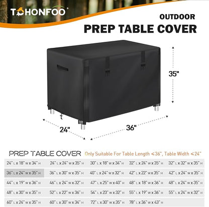 TOHONFOO Outdoor Prep Table Cover Waterproof for Grill Cart,36x24x35in | 420D UPF50+ Heavy duty waterproof patio Steel grill cart table cover compatible with outdoor keter unity small portable table