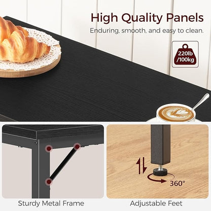MAHANCRIS Narrow Bar Table, 63-Inch Pub Table for Dining Room, Counter Bar Tables with Sturdy Metal Frame, Connectable Bar Table, Multifunctional Console Table, Black BTBK1601
