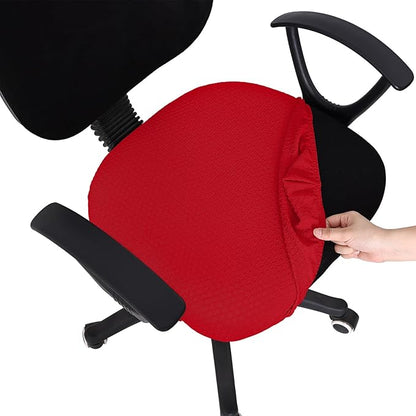 Smiry Office Computer Chair Seat Covers for Desk, Anti-dust Protector | Stretch Jacquard Removable Washable Desk Chair Seat Cushion Protectors, Red