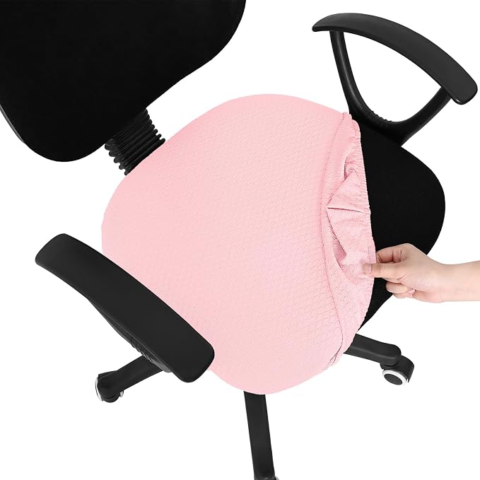 Smiry Office Computer Chair Seat Covers for Desk, Anti-dust Protector | Stretch Jacquard Removable Washable Desk Chair Seat Cushion Protectors, Blush Pink