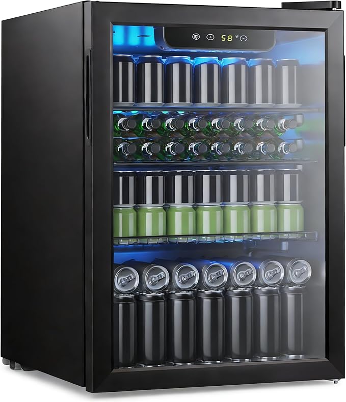 Electactic 95 Cans Beverage Refrigerator, 26 Bottle Mini Fridge, 2.7 cu.ft Drink Fridge Digital Temperature Control for Bottled Beer, Soda,Water