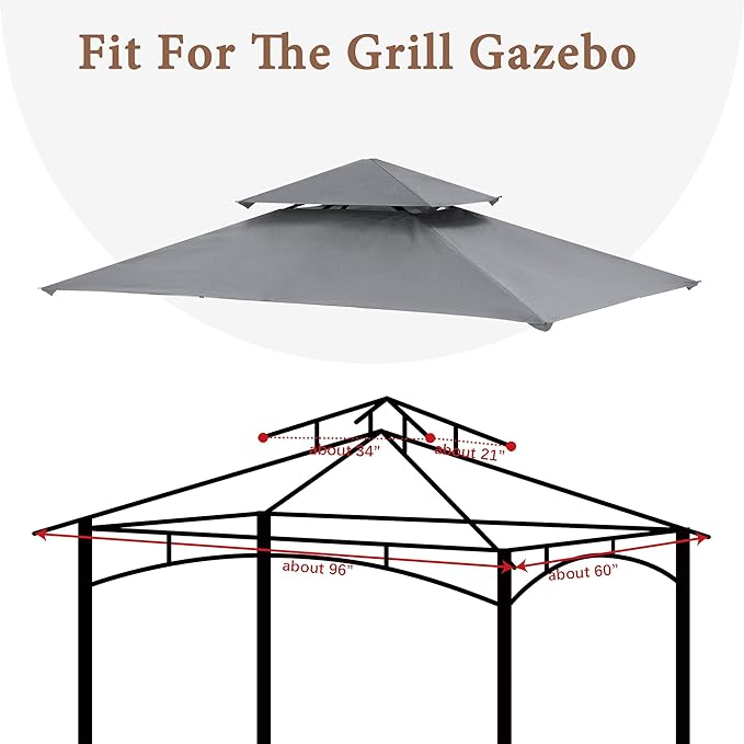 SCOCANOPY Grill Gazebo Replacement Cover Compatible with Aldi Gardenline Belavi Shoprite Grill Gazebo,for Model Number: 822694,31937-17,21581,43472,812576(Gray1)