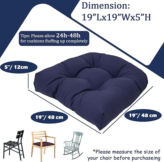 MTMR Outdoor Chair Cushions Set of 2, Patio Furniture Seat Pads, Waterproof | 2Pcs , waterproof cover, PP cotton, u-shaped, no-fading, thick patio seat pads for outdoor wicker furniture in yard, 19x19x4