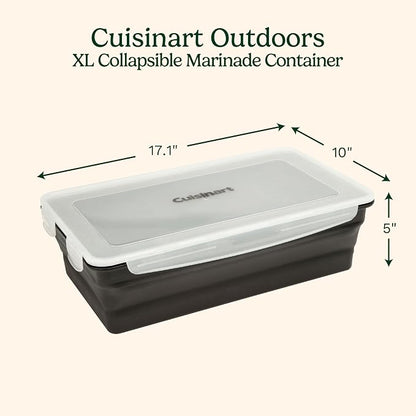 Cuisinart XL Collapsible Marinating Container, Large Capacity Grill Accessories Perfect for BBQs and Tailgates, Marinade and Brining Prep, Collapsible Silicone for Easy Storage (Pack of 4)