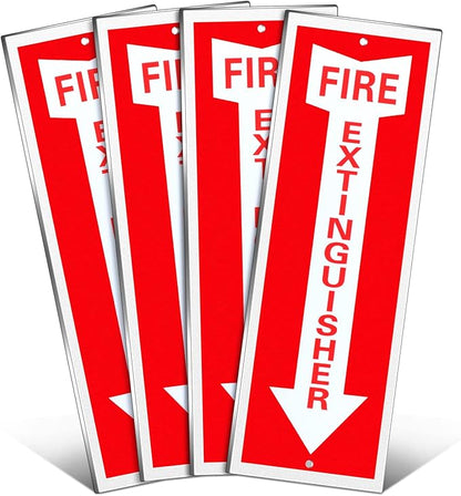 Tondiamo 4 Pack Fire Extinguisher Sign 4 x 16. 5 Inch Fire Rust Aluminum Signs Laminated for Ultimate UV, Weather, Scratch, Water and Fade Resistance, Indoor and Outdoor