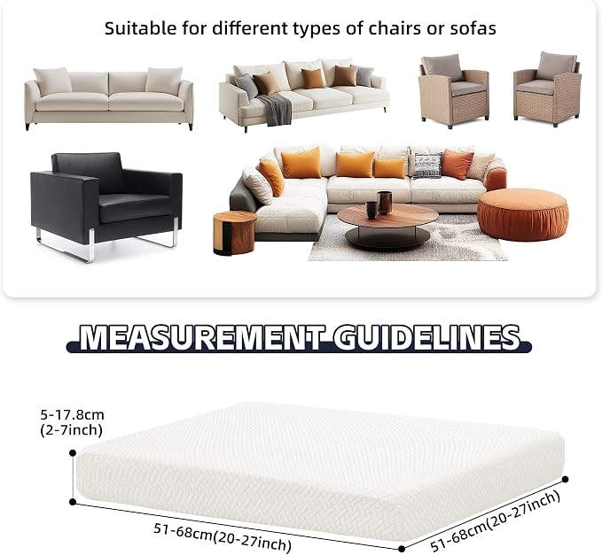 8Pcs Patio Cushion Covers, Outdoor Stretch Cushion Covers, Washable | Stretch Fit, Replacement, Washable and Reusable Furniture Protectors, Fits most patio furniture cushion covers, Cover Only