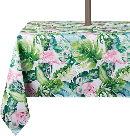 EHouseHome Outdoor Indoor 60inch SquareTablecloth with Umbrella Hole and Zipper, Waterproof Zippered Patio Table Cloths, Spring/Summer Table Covers for Backyard Circular Table/BBQs/Picnic