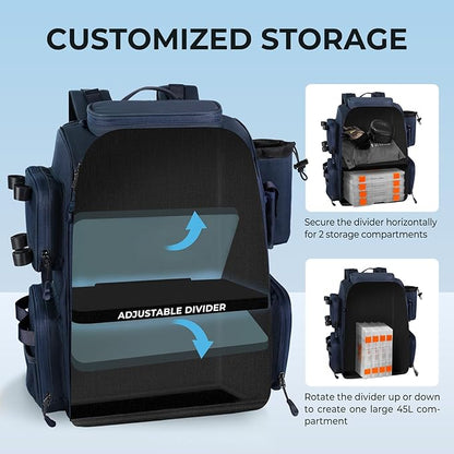 KastKing Bait Boss Fishing Tackle Backpack with Rod Holders-4 Tackle Boxes-Rain Cover,Storage for Fishing Gear