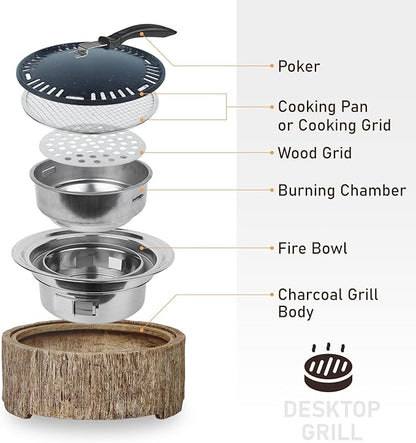 Afterglow 15 Inches Charcoal Grill Barbecue Smoker Stove Tabletop BBQ Outdoor Party for Patio Garden Backyard Decking Camping, Brown