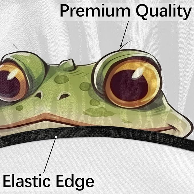 Fitted Round Tablecloth with Umbrella Hole and Zipper Frog Outdoor Elastic Table Cloth 45"-56" Oil-Proof Waterproof Green Frog Patio Table Cover for Picnic Party