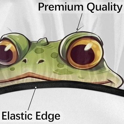 Fitted Round Tablecloth with Umbrella Hole and Zipper Frog Outdoor Elastic Table Cloth 45"-56" Oil-Proof Waterproof Green Frog Patio Table Cover for Picnic Party