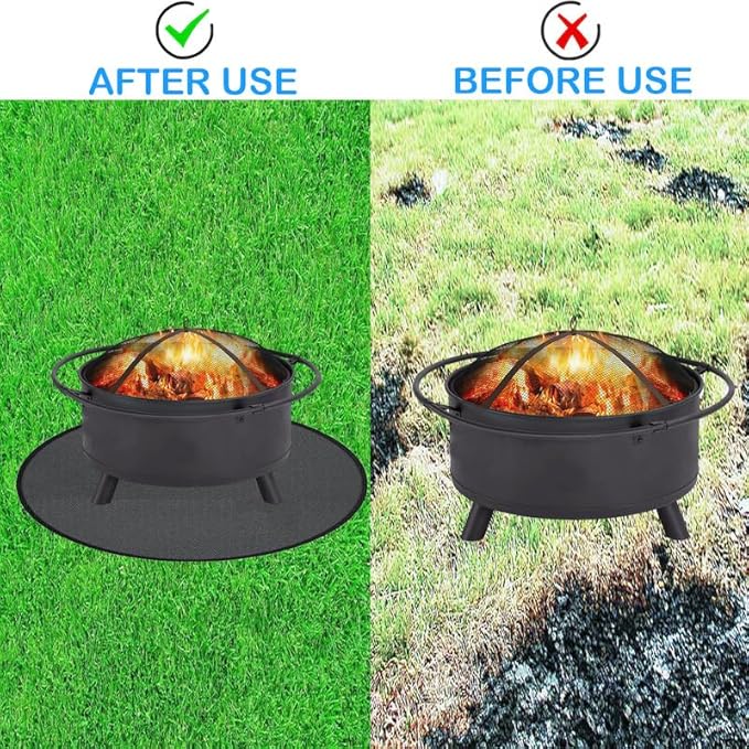 36" Round Fire Pit Mat, Under Grill Mat & Fireproof Mat Fire Pit Pad, Heat-Resistant Fireproof Mat for Outdoor Smoking and Camping, Protect The Deck, Patio, Lawn from Exploding Embers