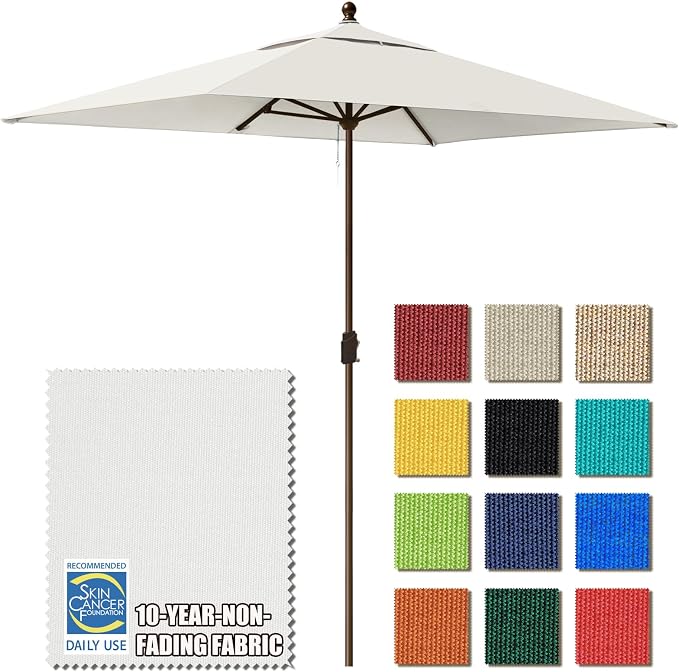 EliteShade USA 10-Year-Non-Fading 6.5x10Ft Rectangular Market Patio Umbrella, UPF 50+ UV Protection Performance Sun Umbrella, Heavy Duty Commercial Grade Outdoor Table Umbrella with Crank, Windproof Vented Top for Garden, Pool, Deck and Outdoor Playset...