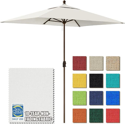 EliteShade USA 10-Year-Non-Fading 6.5x10Ft Rectangular Market Patio Umbrella, UPF 50+ UV Protection Performance Sun Umbrella, Heavy Duty Commercial Grade Outdoor Table Umbrella with Crank, Windproof Vented Top for Garden, Pool, Deck and Outdoor Playset...