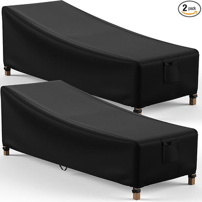 Mrrihand Chaise Lounge Cover, Patio Furniture Covers, Patio Lounge Chair Cover Waterproof and UV Resistant, Heavy Duty Outdoor furniture covers with Air Vent 2 Pack - 84L x 32W x 32H inch