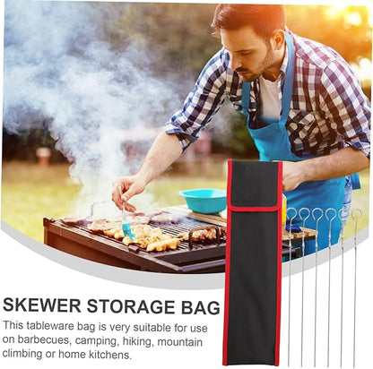 SHOWERORO Kabob Skewers for Grilling Waterproof Skewer Storage Bag Bbq Kit Barbecue Sticks Container Portable and Easy to Clean Great for Outdoor Indoor Use