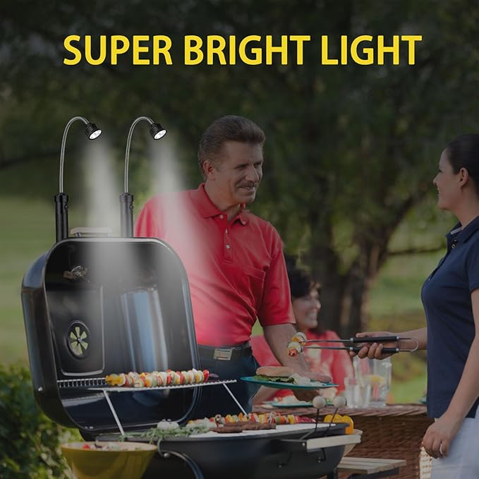 BBQ Grill Light, Fathers Day Dad Gifts for Men, Barbecue Grilling Accessories for Outdoor Grill with Flexible Neck, Magnetic Base, Christmas Stocking Stuffers Birthday, 2 Pack-Batteries Included