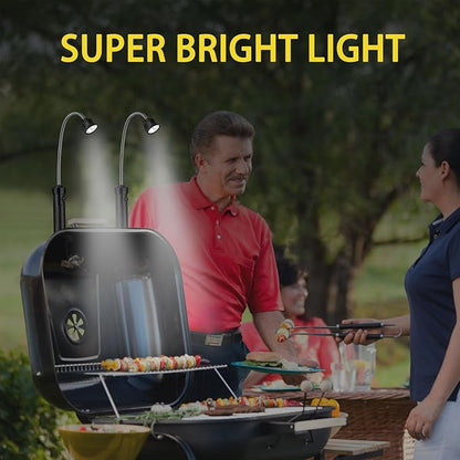 BBQ Grill Light, Fathers Day Dad Gifts for Men, Barbecue Grilling Accessories for Outdoor Grill with Flexible Neck, Magnetic Base, Christmas Stocking Stuffers Birthday, 2 Pack-Batteries Included