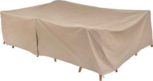 Modern Leisure 8576A Patio Table and Chairs Cover, Outdoor Furniture Set Cover, Waterproof, 76 L x 115 W x 30 H inches, Extra Large, Tan Khaki