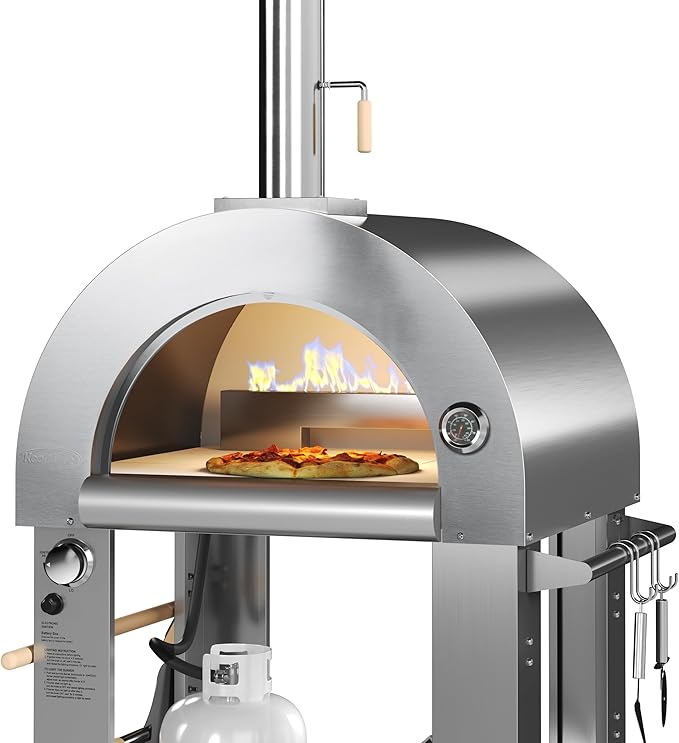 KoolMore 32 in. Outdoor Propane Gas and Wood fired Pizza Oven in Stainless-Steel