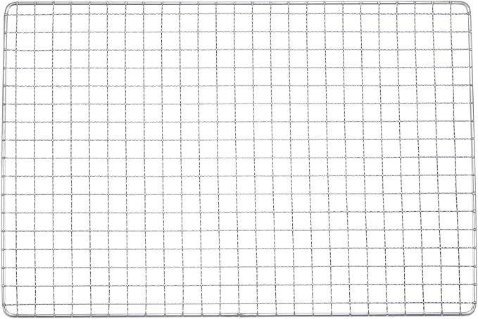 HARFINGTON Square BBQ Grill Net 13.8"x9.4" Stainless Steel Cross Wire Barbecue Mesh Mat for Baking Smoking Charcoal Grilling Roasting