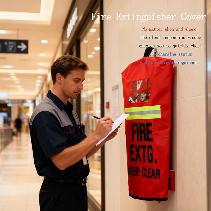 Fire Extinguisher Cover with reflective strap, 10-20LB Heavy-duty fire extinguisher protective sleeve, Portable from Scuffs & Scratches Accessories,Suitable for outdoor or home 18 "Wx 24"