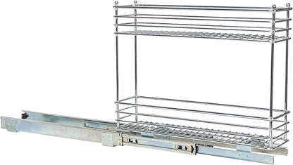 Household Essentials Chrome 2-Tier Sliding Cabinet Organizer, 5"