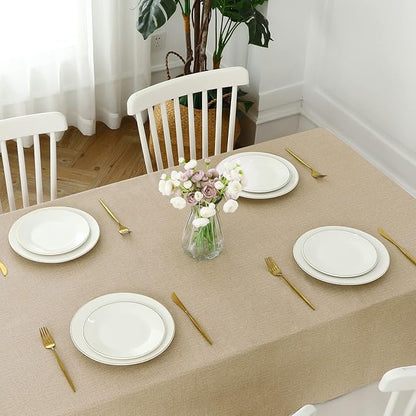 Romanstile 100% Waterproof PVC Tablecloth, Rectangle Oil Spill Proof Stain Resistant Vinyl Table Cloth, Wipe Clean Plastic Table Covers for Kitchen/Dining/Parties - 54 x 108 Inch, Khaki