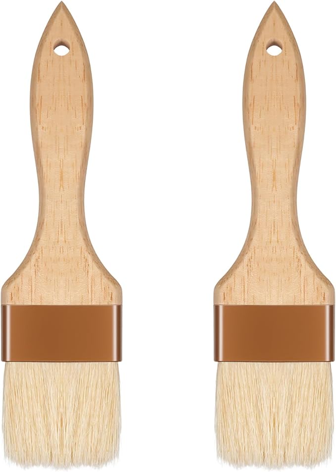 2 Pcs 2 inch Pastry Brush Bristle Basting Brushes Cooking Baking BBQ Oil Brush Food Brushes for Cooking Butter Oil Egg Marinade Grilling Durable Kitchen Marinade Butter Culinary Utensil