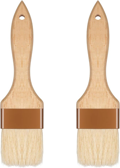 2 Pcs 2 inch Pastry Brush Bristle Basting Brushes Cooking Baking BBQ Oil Brush Food Brushes for Cooking Butter Oil Egg Marinade Grilling Durable Kitchen Marinade Butter Culinary Utensil