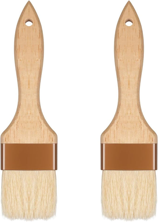 2 Pcs 2 inch Pastry Brush Bristle Basting Brushes Cooking Baking BBQ Oil Brush Food Brushes for Cooking Butter Oil Egg Marinade Grilling Durable Kitchen Marinade Butter Culinary Utensil