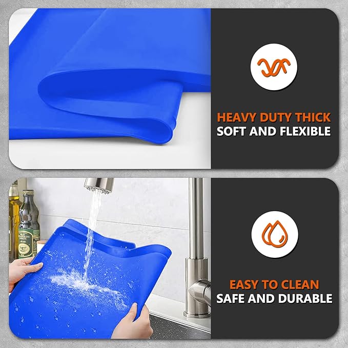 22" Silicone Griddle Mat for Blackstone 22 Inch Grill, Heavy Duty Food Grade Silicone Griddle Cover, Protect Your Grill from Dirt & Rust All Year Round (Blue)