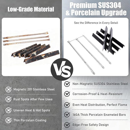 Uniflasy 67722 7540 Grill Parts for Weber Genesis 300 (2007-2010) Side Control Burner Tubes 24.5" Flavorizer Bars Fits E310 E320 E330 S310 S320 Side-Control Gas Grills, Replace 7539 67820