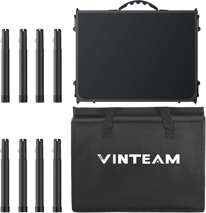 VINTEAM Tri-Folding Camping Table with 3 Adjustable Heights, Lightweight Portable Outdoor Picnic BBQ Table, Black Aluminum Folding Grill Table for Camping, RV, Beach, Fishing & Backyard