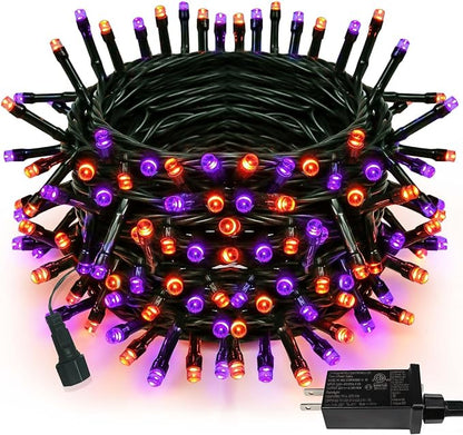 75.8FT 200 LED Linkable Orange and Purple Halloween Lights Indoor Outdoor | Timer & Memory Function & 8 Modes Plug in String Lights Waterproof for Creepy Halloween Party Tree Roof Graveyard Decor