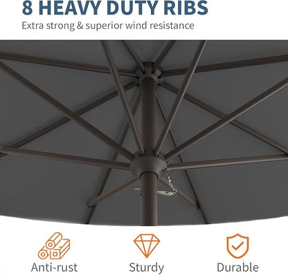 10FT Patio Umbrella, Outdoor Umbrella with Push Button Tilt and Crank, 8 Sturdy Ribs, UV Protection & Waterproof Market Umbrella for Pool, Backyard, Beach,Deck