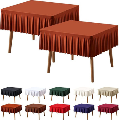 PARTISKY Rust Spandex Square Tablecloths 34x34 Inch, 2 Pack Wrinkle Free Fitted Card Table Cloth Stretch Square Table Cover for Kitchen Dinner, Holiday Party, Wedding Banquet, Display Trade Show