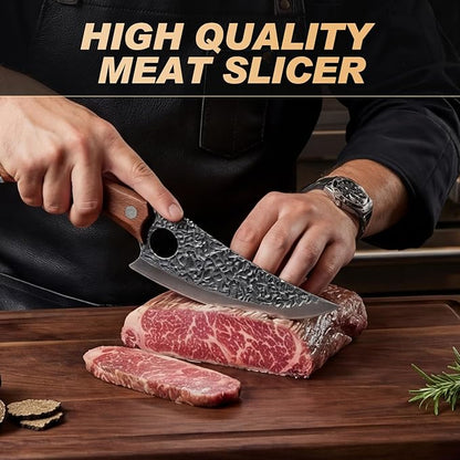 Viking Knife, Butcher Knife Set Hand Forged Boning Knives, Japanese Serbian Chef knives Kitchen Chopping for Meat Cutting Chefs Cleaver Camping Cooking, BBQ, Gifts for Men