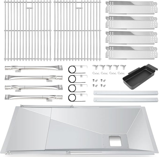 Grill Grease Tray Kits for Nexgrill Replacement Parts 4&5-Burner Gas Grill,Stainless Steel Grill Grates,Burners,Heat Plates,Adjustable Grease Drip Pan for Nexgrill Parts 720-0888,720-0830H,720-0958A