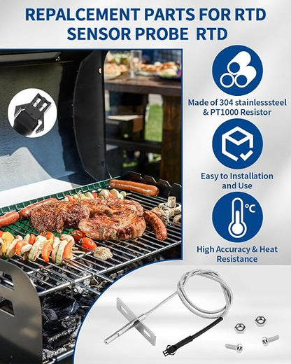 1.18" RTD Probe for Pit Boss Copperhead, PT1000 – PBVXP1 | Replacement Internal Sensor for Pit Boss Copperhead 3/4/5/7 Vertical Pellet Smokers. Accurate Grill Temperature Readings