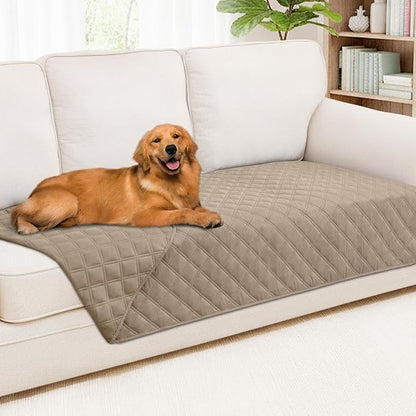 Smiry Waterproof Reversible Pet Couch Covers for Dogs | Pet Friendly, Soft Fabric, Washable Sofa Furniture Protector for Dogs Cat Kids, Checkered (40"x80", Taupe/Taupe)