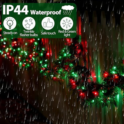 Christmas Lights 50FT 200 Count Incandescent Bulbs Red and Green Mini Lights with Green Wire for Christmas Tree, Garland, Wedding, Party, Home, Indoor & Outdoor Festival Decoration