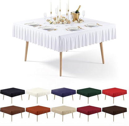 PARTISKY White Spandex Square Tablecloths 54x54 Inch, Wrinkle Free Fitted Card Table Cloth Stretch Square Table Cover for Kitchen Dinner, Holiday Party, Wedding Banquet, Display Trade Show