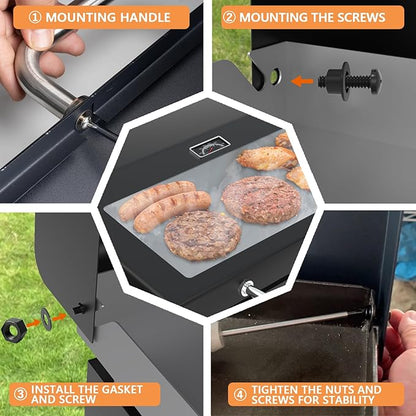 Upgrade Hinged Lid for Blackstone 36" Omnivore Griddle Hood,5856 Visualized Tempered Glass Hard Cover for Blackstone Lid 1554 2210 2177 1984 etc. 36 Omnivore Flat Top Griddle Accessories w/Thermometer