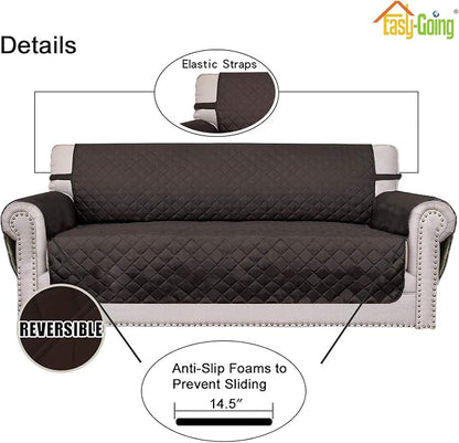 Easy-Going Reversible Couch Cover, 3 Cushion Sofa, Chocolate/Chocolate | Large, Washable Slipcover For Dogs, Water Resistant Furniture Mat For Living Room, Non-Slip Sofa Cover, Pet Friendly