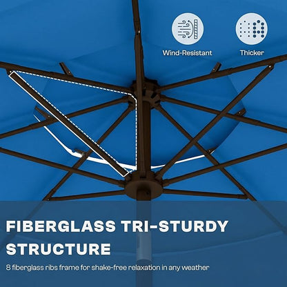 10ft Patio Umbrella, 3 Tier Outdoor Market Table Umbrellas with 8 Fiberglass Ribs and Push Button Tilt, Windproof, Vented Canopy, UV Protection for Deck, Pool, Backyard
