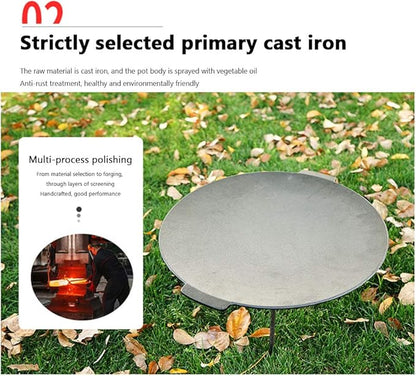 Outdoor Large Charcoal Grill Plate, Large Cake Pit, Cast Iron Pan, Camping Frying Pan, Driving Wrought Iron Grill, Barbecue Grill, Portable Folding Grill,S
